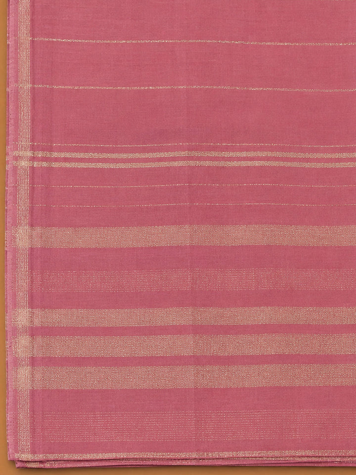 Pink Chanderi Embroidered Unstitched Dress Material