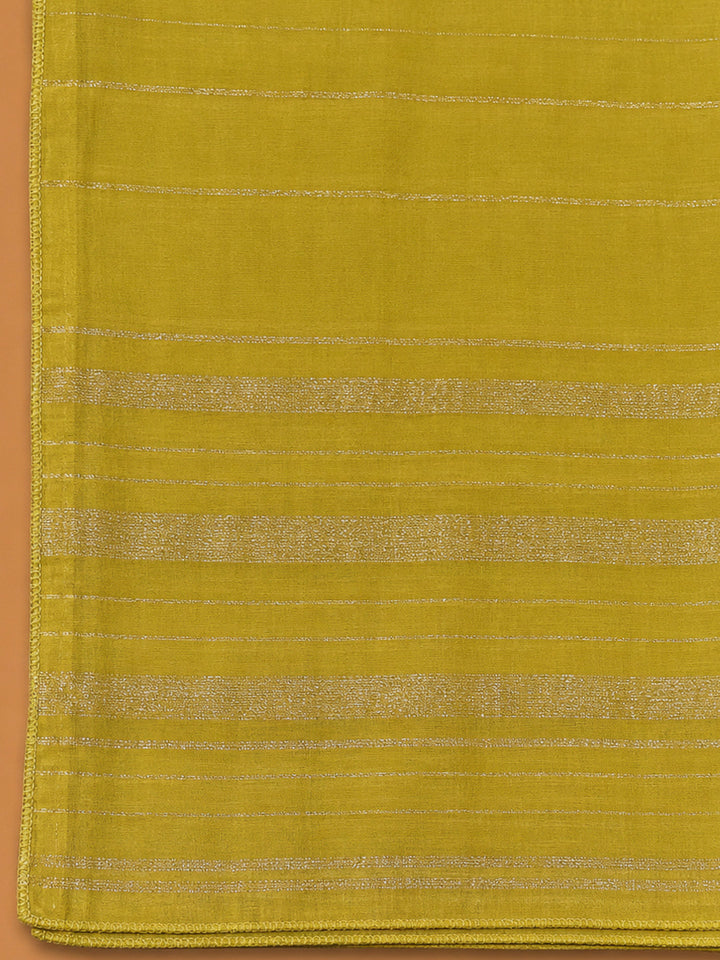Yellow Chanderi Embroidered Unstitched Dress Material