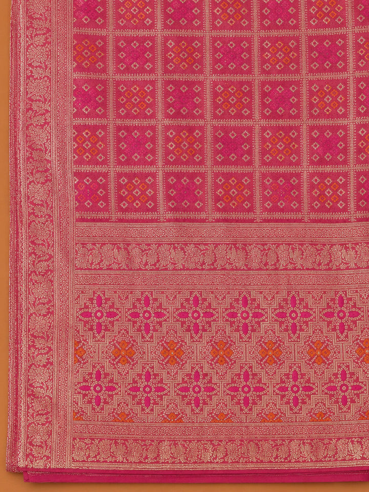 Lavender Chanderi Embroidered Unstitched Dress Material