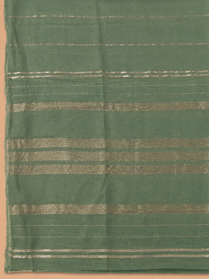 Aqua Green Chanderi Embroidered Unstitched Dress Material