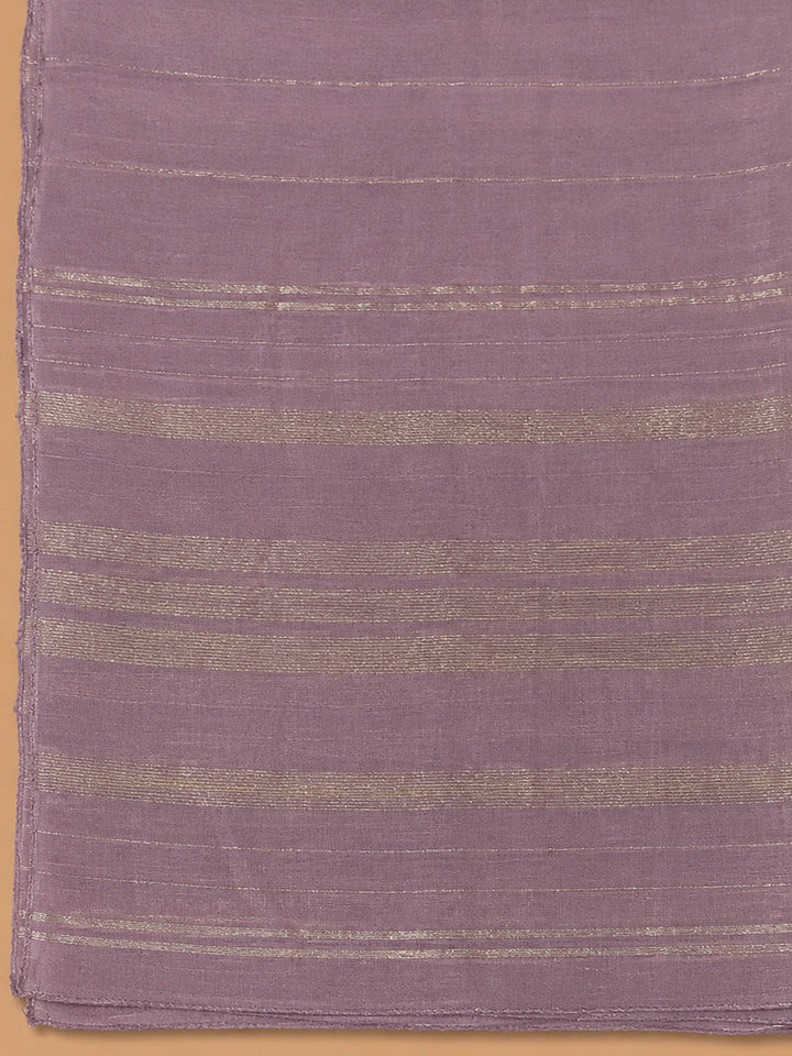 Lavender Chanderi Embroidered Unstitched Dress Material