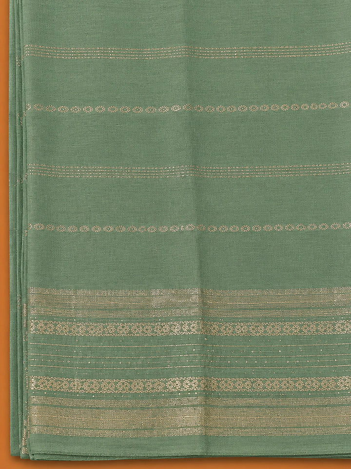 Aqua Green Chanderi Embroidered Unstitched Dress Material