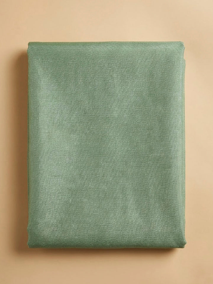 Aqua Green Chanderi Embroidered Unstitched Dress Material