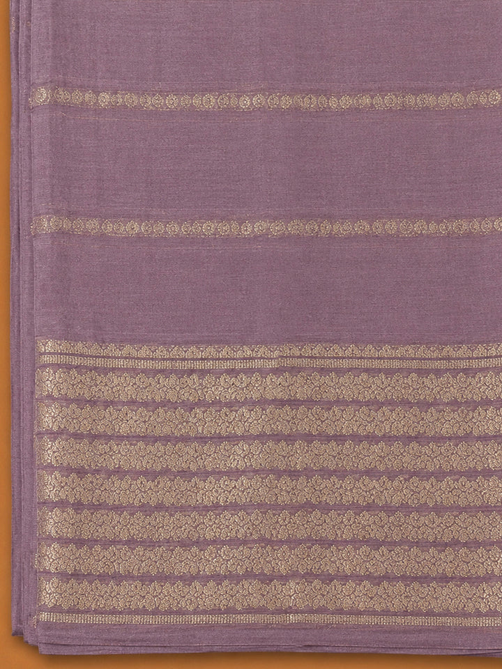 Lavender Chanderi Embroidered Unstitched Dress Material