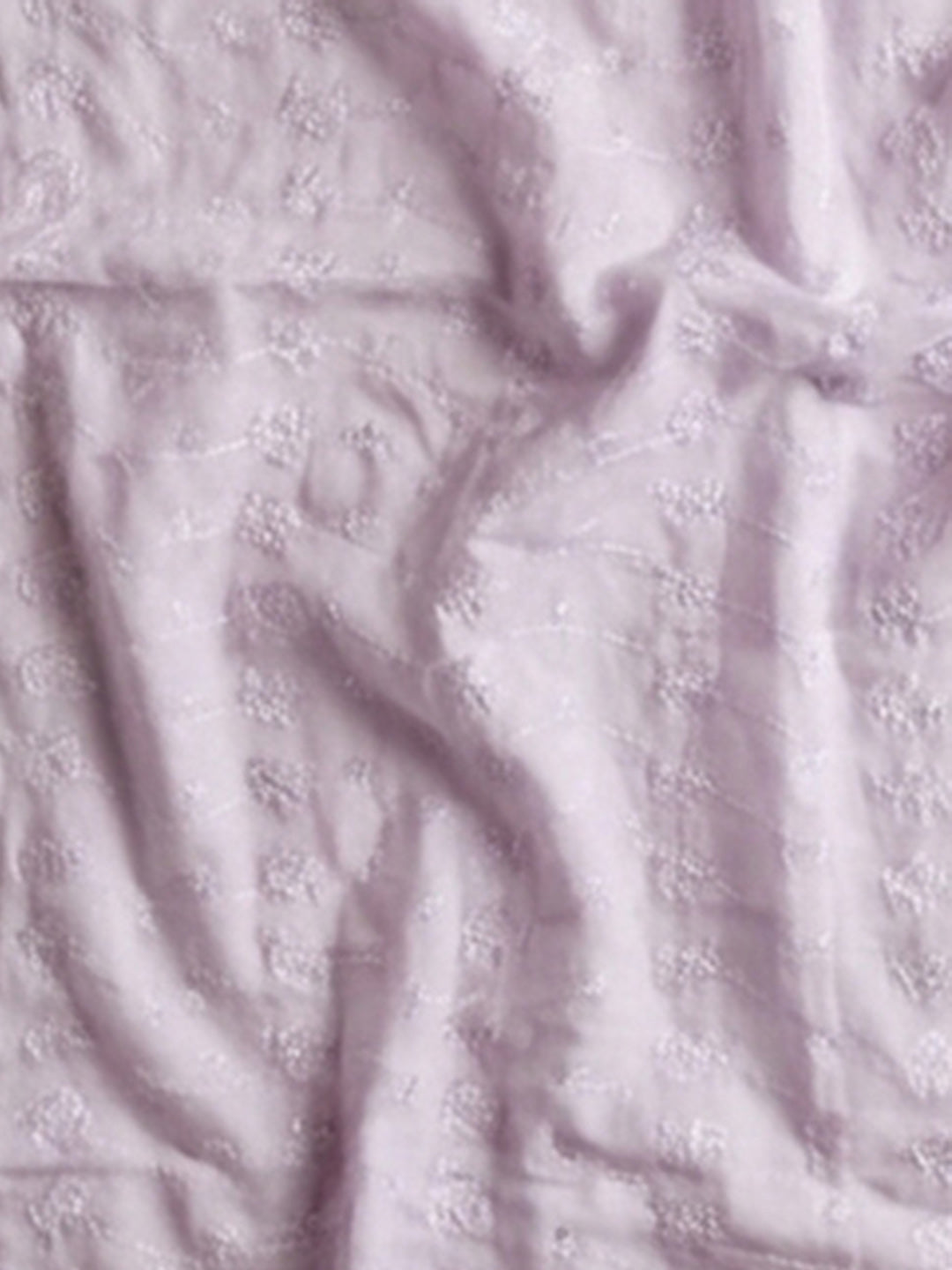 Lavender Embroidered Cotton Blend Unstitched Suit &amp; Pant With Cotton Dupatta