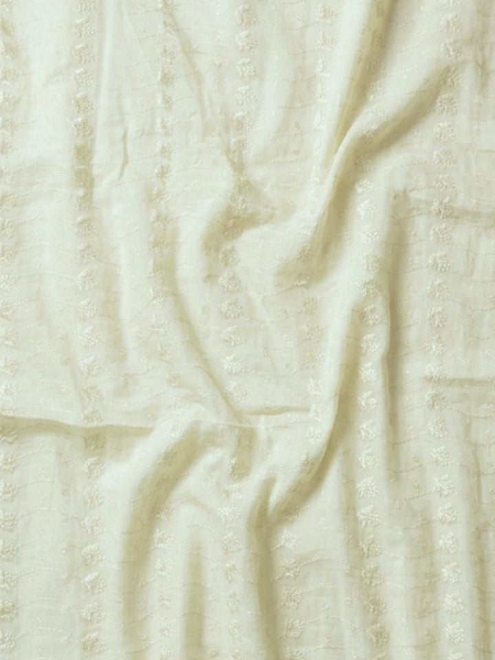 Pista Green Embroidered Cotton Blend Unstitched Suit &amp; Pant With Cotton Dupatta