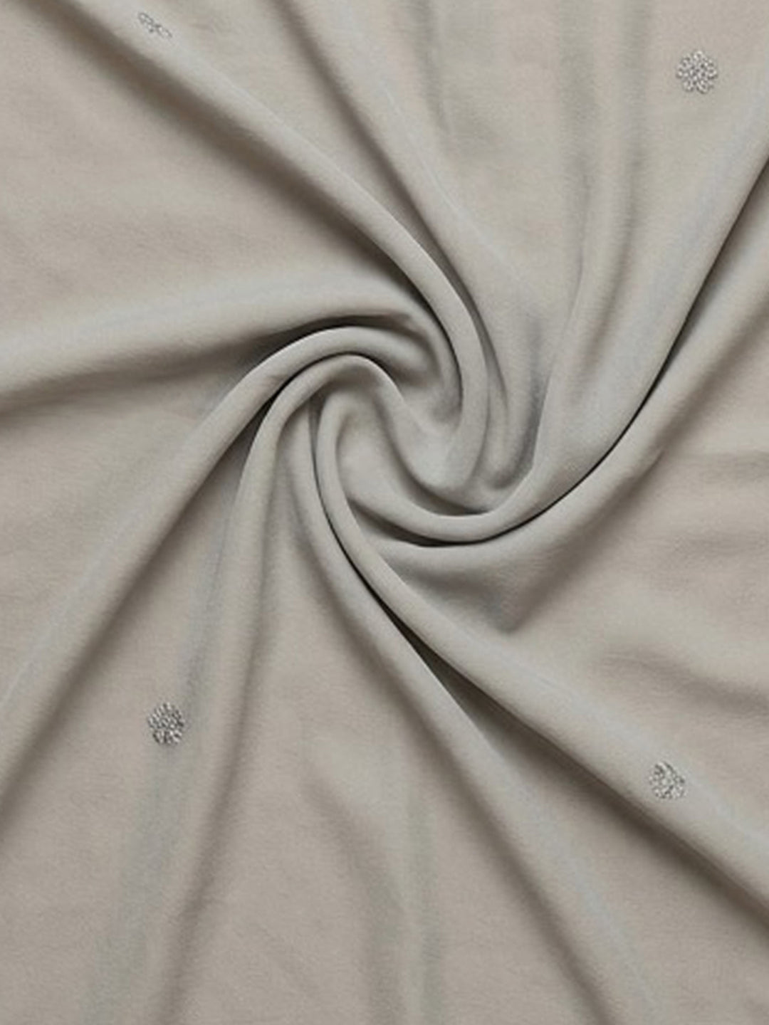Grey Embroidered Cotton Blend Unstitched Suit &amp; Pant With Cotton Dupatta