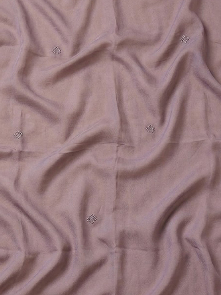 Lavender Embroidered Cotton Blend Unstitched Suit &amp; Pant With Cotton Dupatta