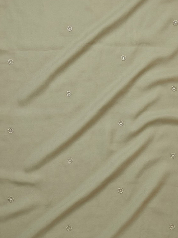 Pista Green Embroidered Cotton Blend Unstitched Suit &amp; Pant With Cotton Dupatta