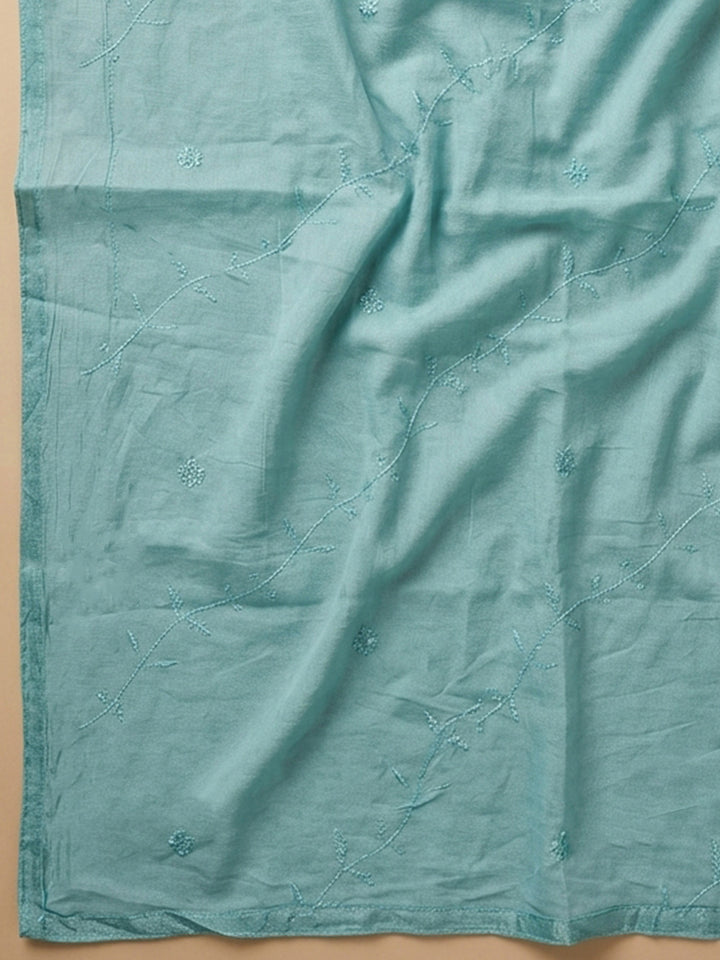 Firozee Printed Cotton Blend Unstitched Suit &amp; Pant With Cotton Dupatta