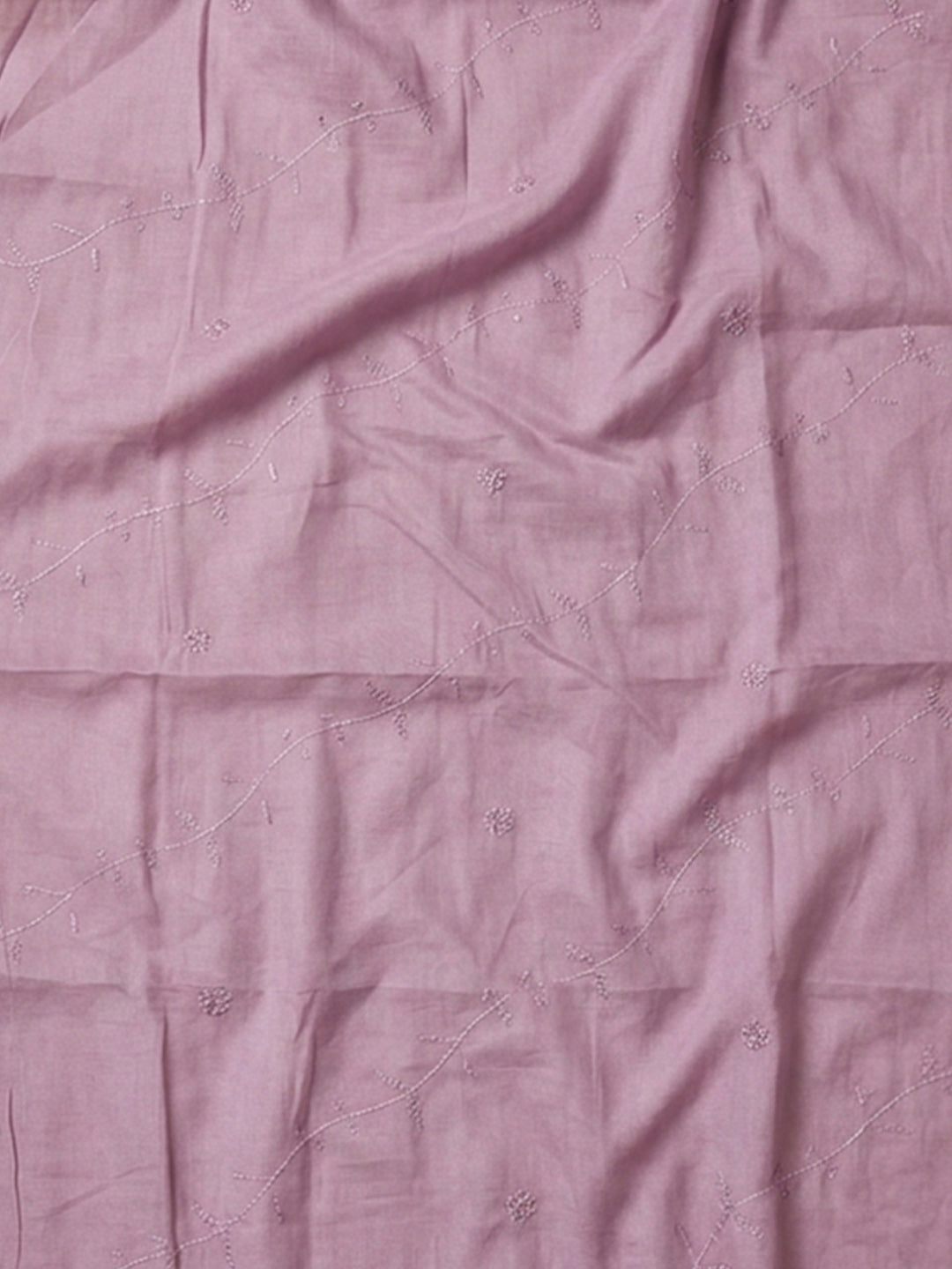 Pink Lavender Printed Cotton Blend Unstitched Suit &amp; Pant With Cotton Dupatta