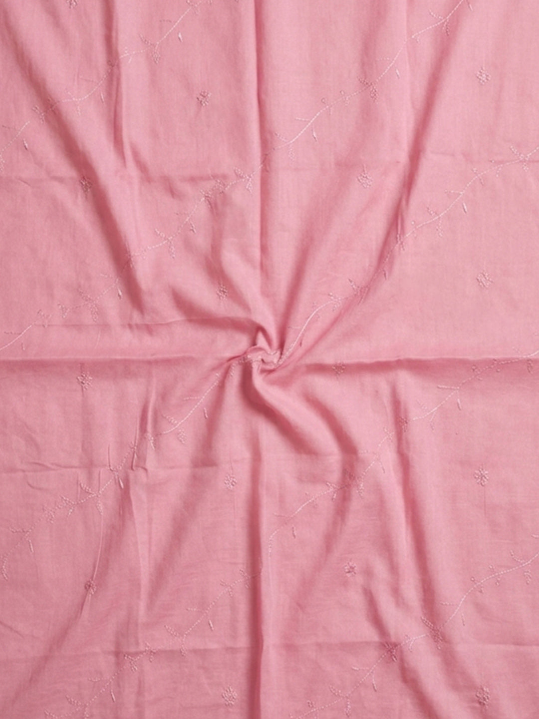Pink Printed Cotton Blend Unstitched Suit &amp; Pant With Cotton Dupatta