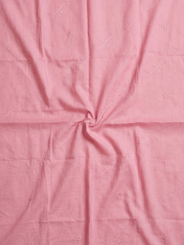 Pink Printed Cotton Blend Unstitched Suit &amp; Pant With Cotton Dupatta