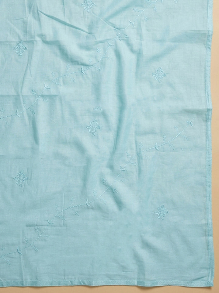 Firozee Printed Cotton Blend Unstitched Suit &amp; Pant With Cotton Dupatta