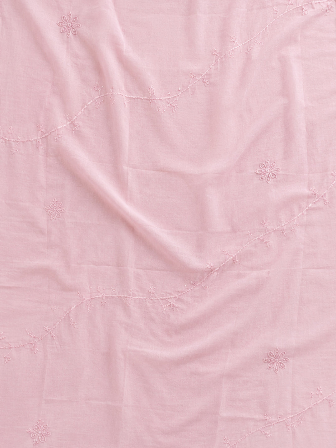 Pink Printed Cotton Blend Unstitched Suit &amp; Pant With Cotton Dupatta