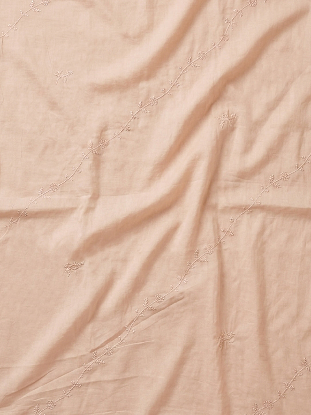 Peach Embroidered Cotton Blend Unstitched Suit &amp; Pant With Cotton Dupatta