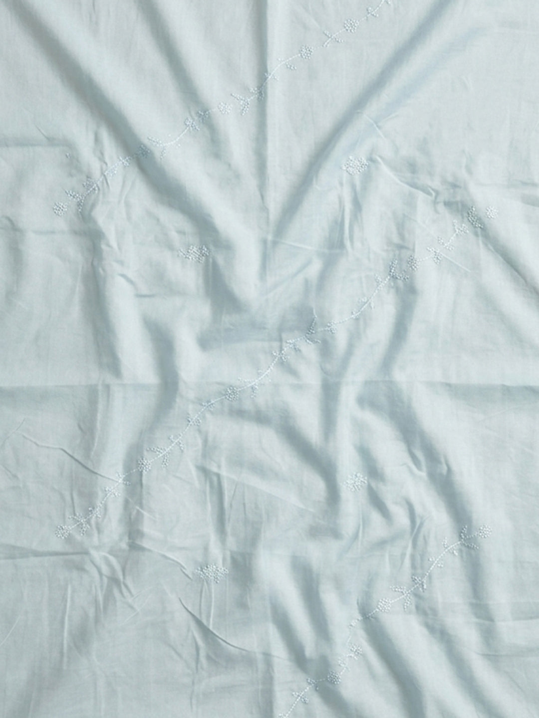 Sky Blue Embroidered Cotton Blend Unstitched Suit &amp; Pant With Cotton Dupatta