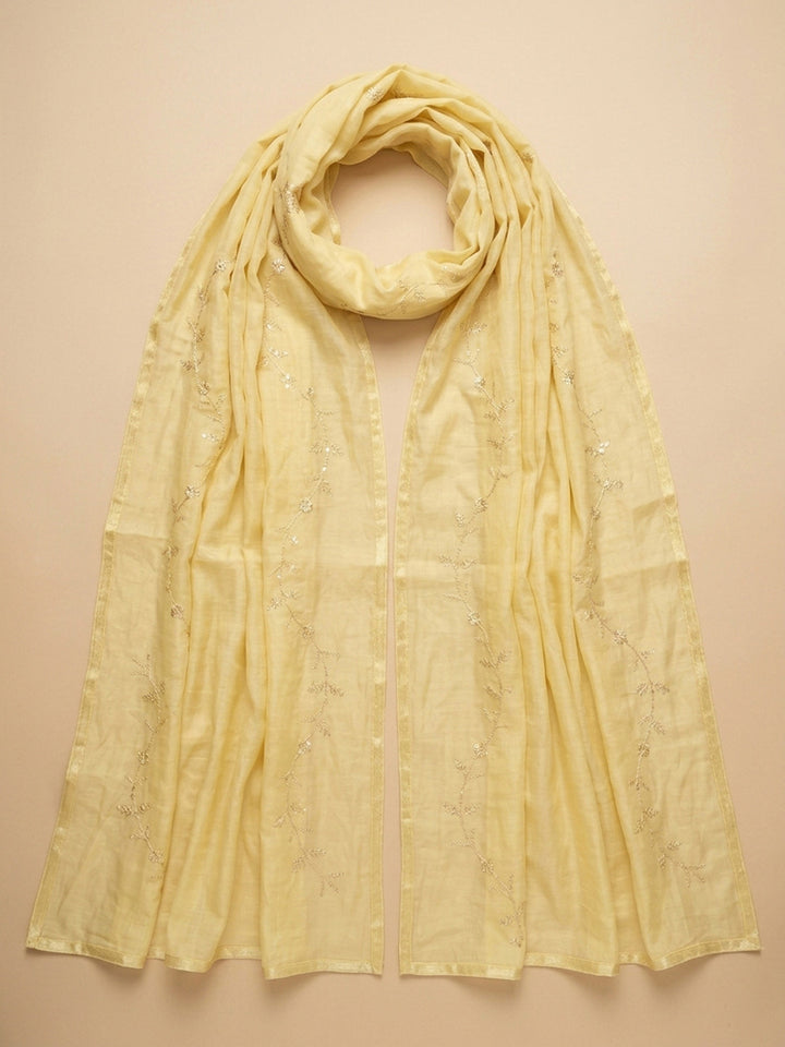 Mustard Embroidery Cotton Blend Unstitched Dress Material