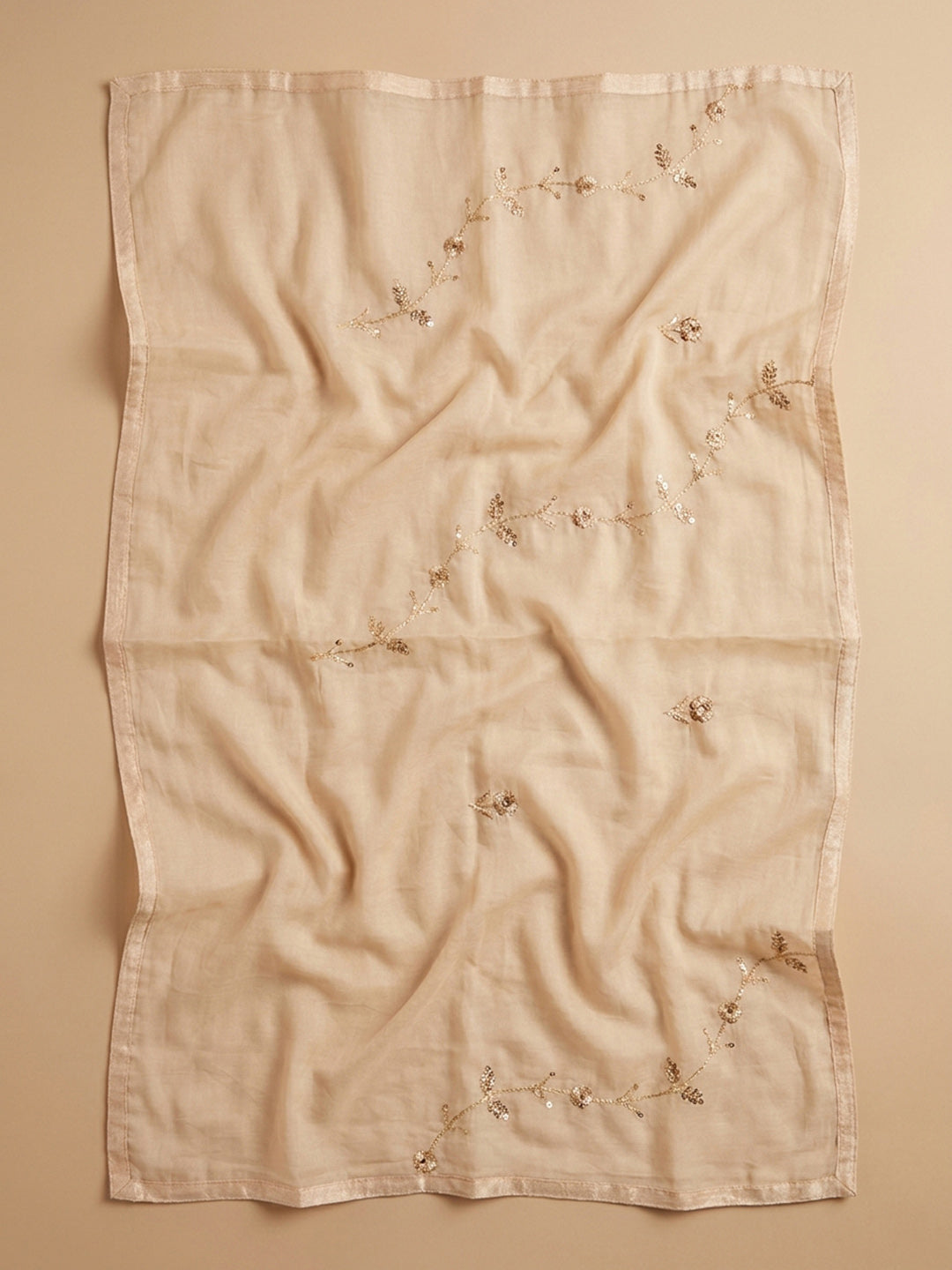 Peach Embroidery Cotton Blend Unstitched Dress Material