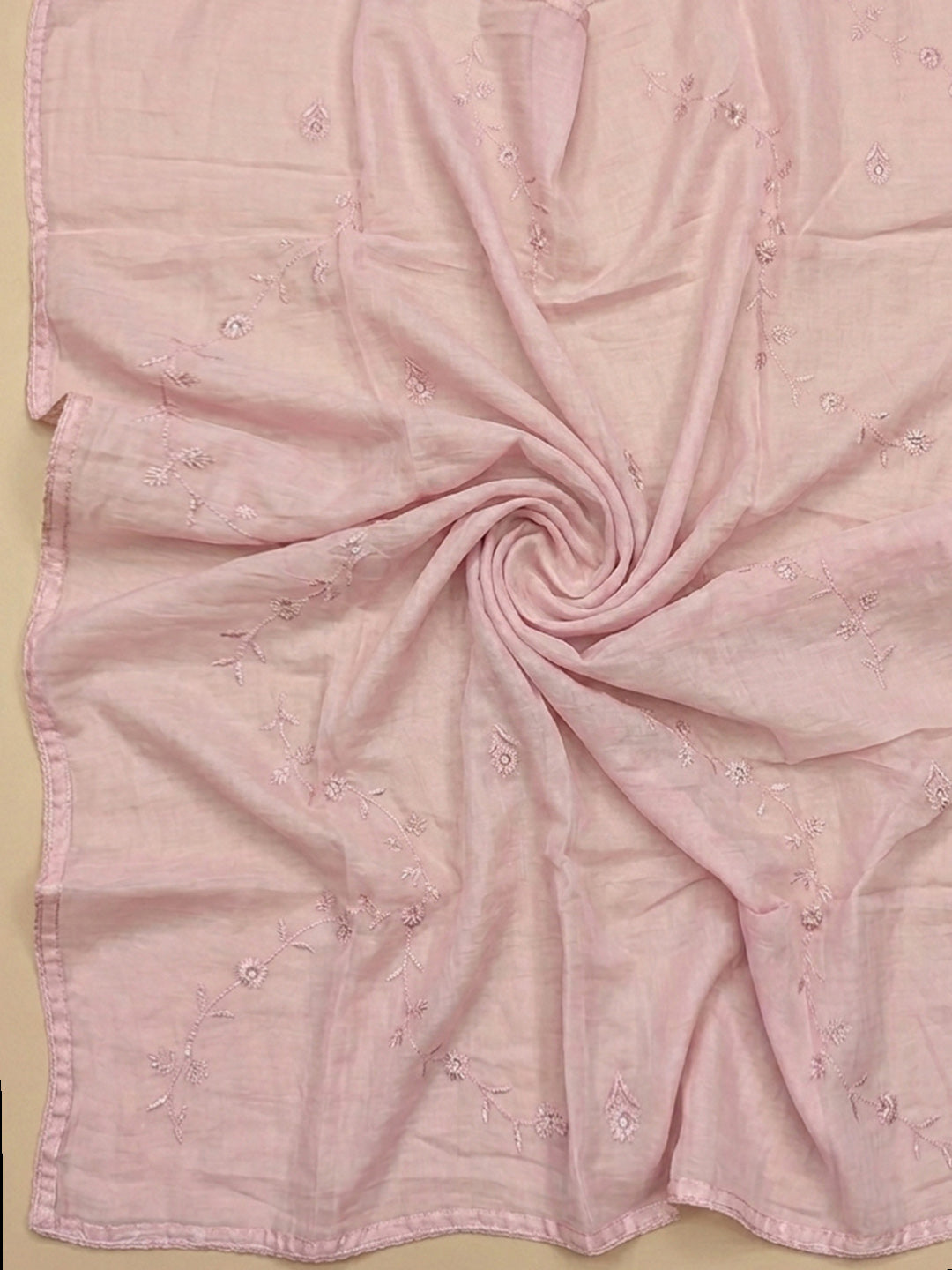 Pink Embroidery Cotton Blend Unstitched Dress Material