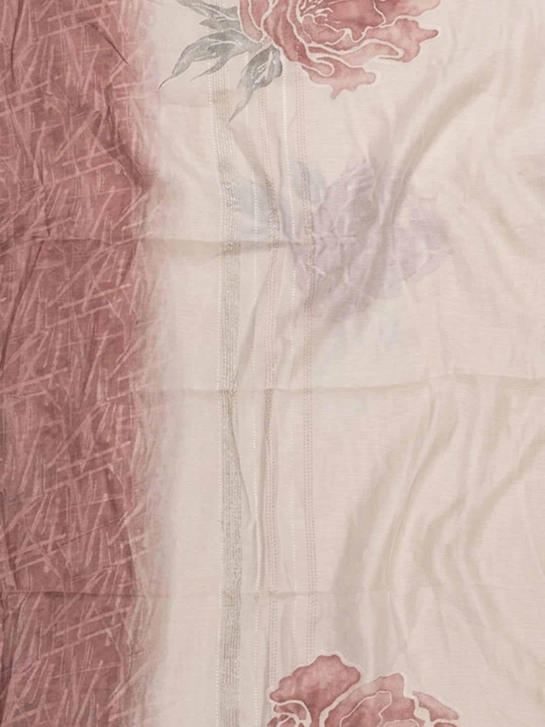 Onion Pink Printed Cotton Blend Unstitched Suit &amp; Pant With Cotton Dupatta