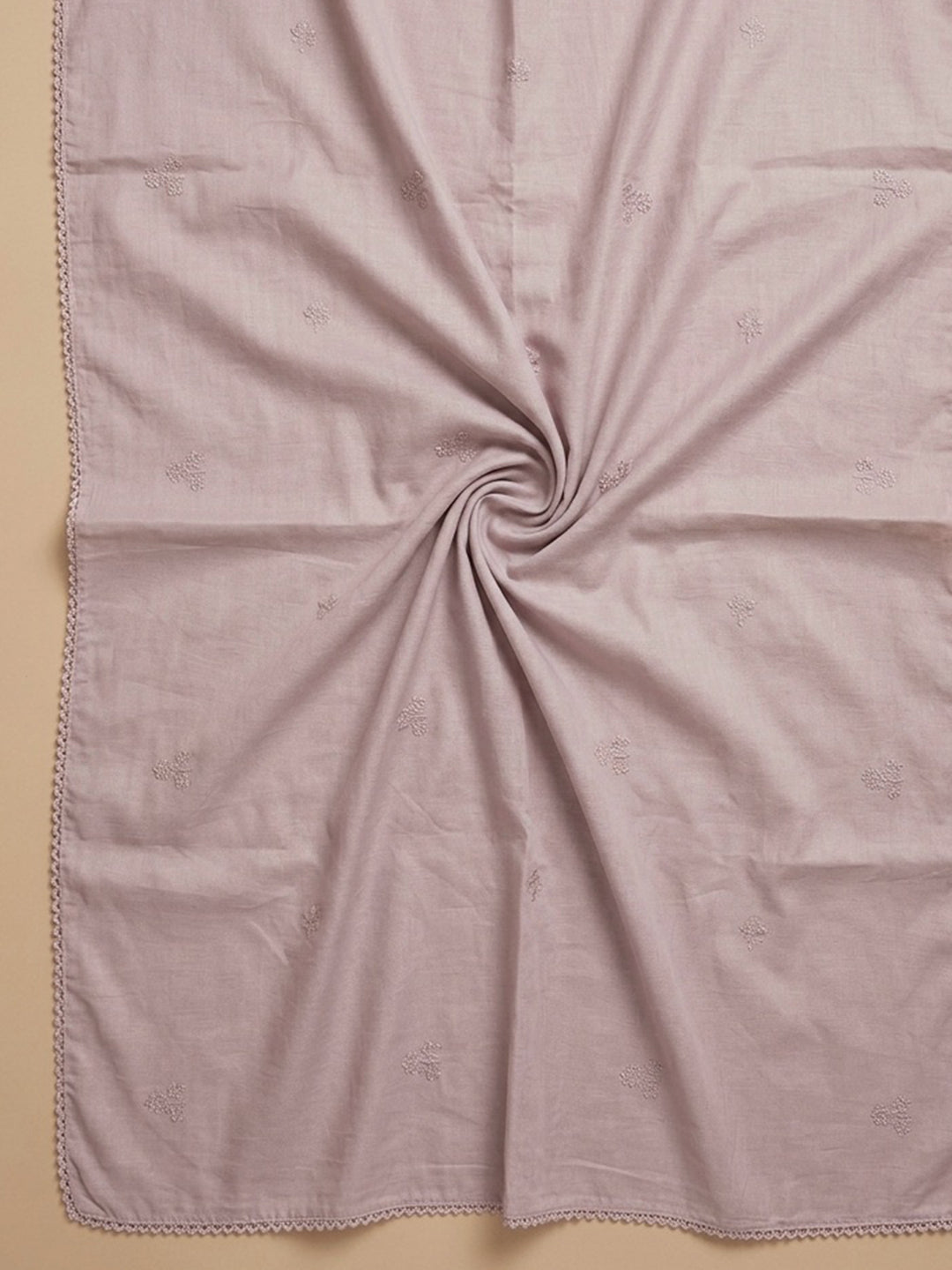 Pink Embroidered Cotton Blend Unstitched Suit With Pant &amp; Dupatta
