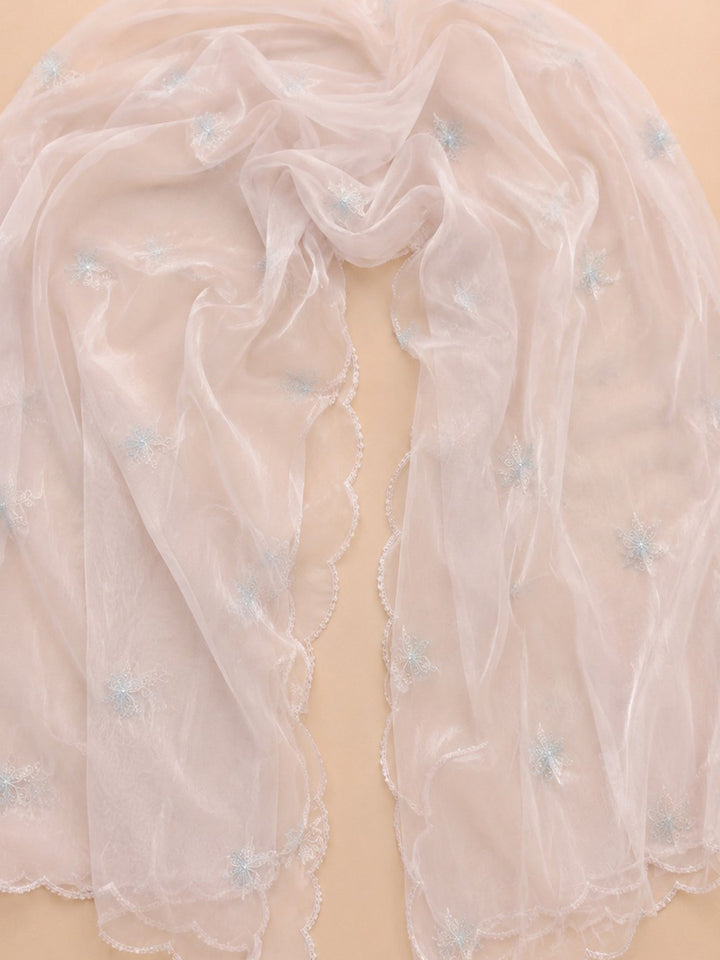 Pink Embroidered Cotton Blend Unstitched Suit &amp; Pant With Cotton Dupatta