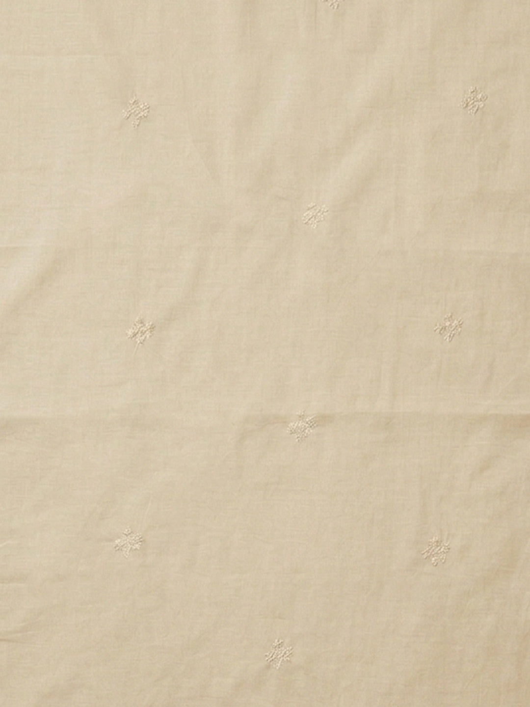 Beige Embroidered Cotton Blend Unstitched Suit &amp; Pant With Cotton Dupatta