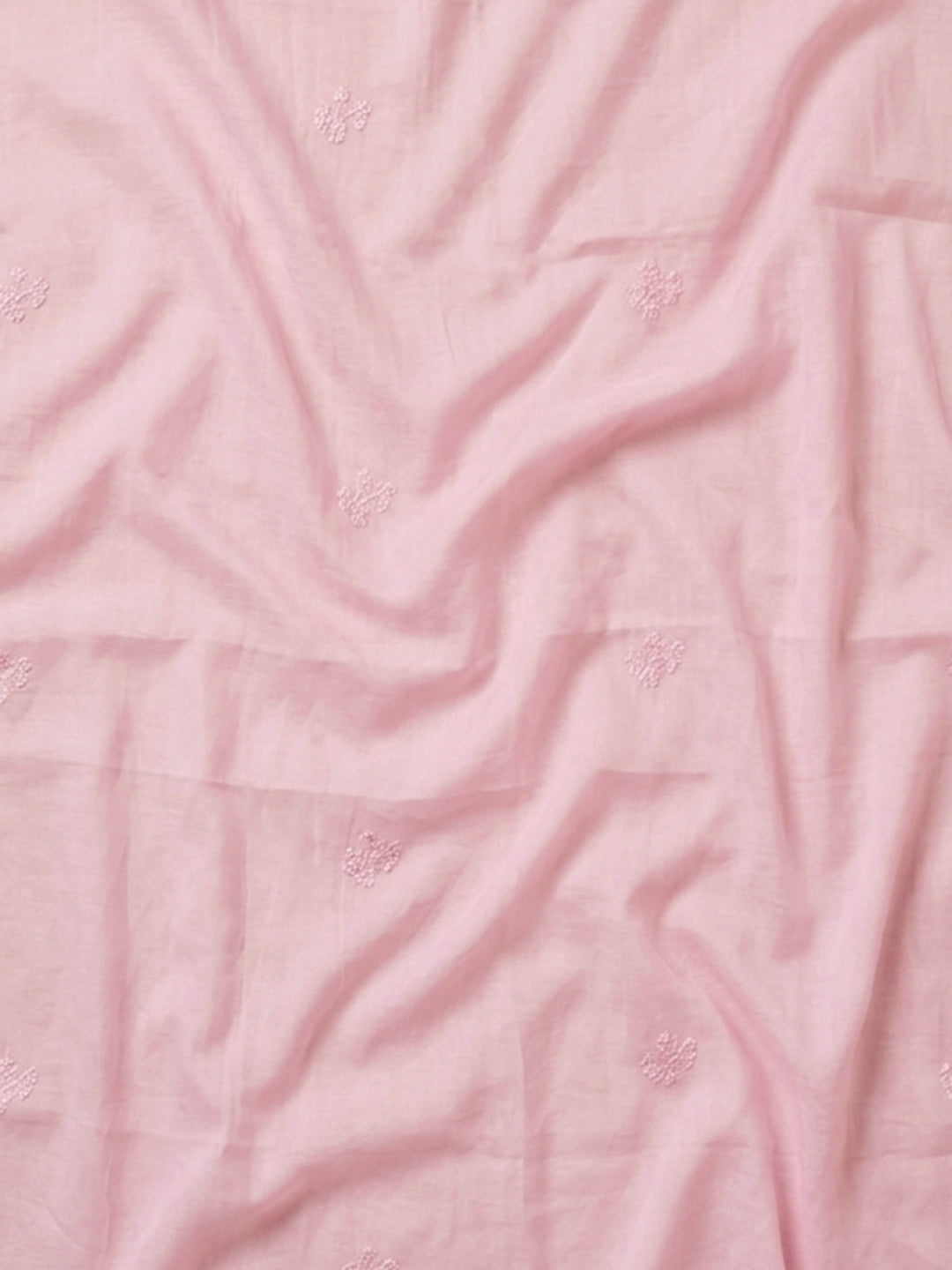 Peach Embroidered Cotton Blend Unstitched Suit &amp; Pant With Cotton Dupatta