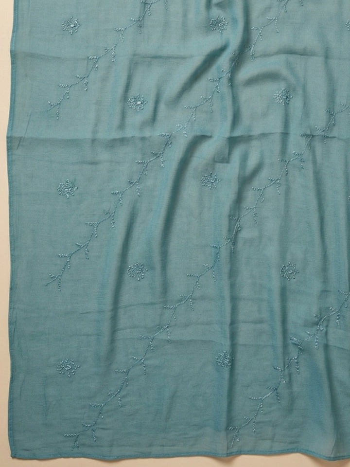 Firozee Embroidered Cotton Blend Unstitched Suit &amp; Pant With Cotton Dupatta