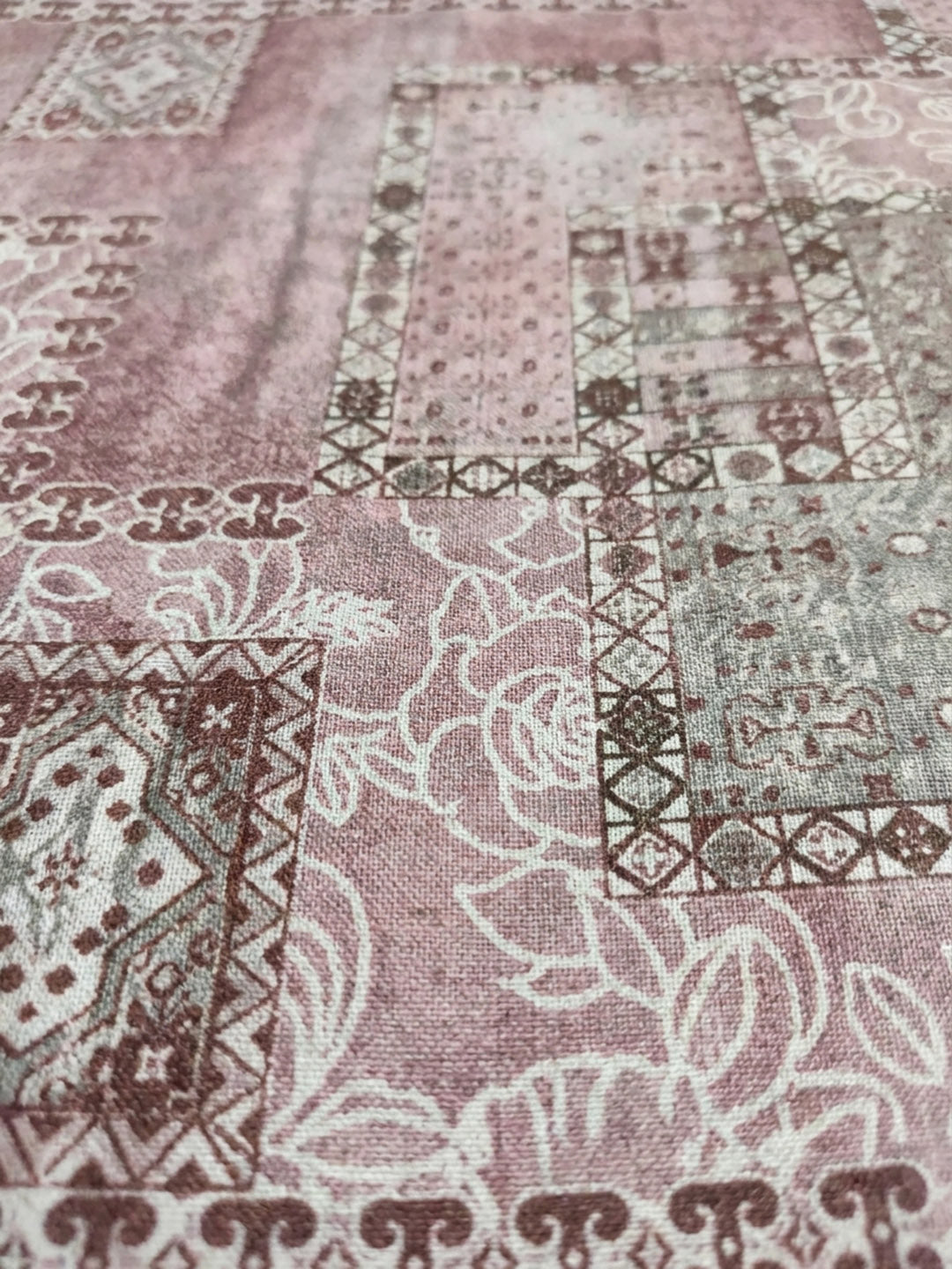 Peach Embroidered Cotton Blend Unstitched Suit &amp; Pant With Cotton Dupatta