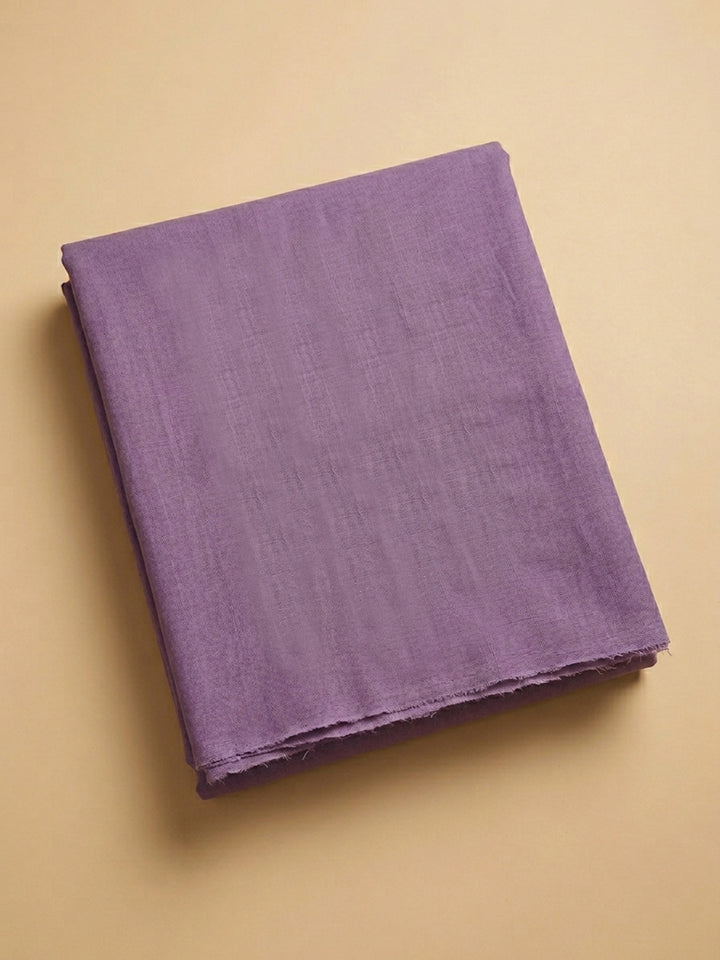 Purple Embroidered Cotton Blend Unstitched Suit &amp; Pant With Cotton Dupatta