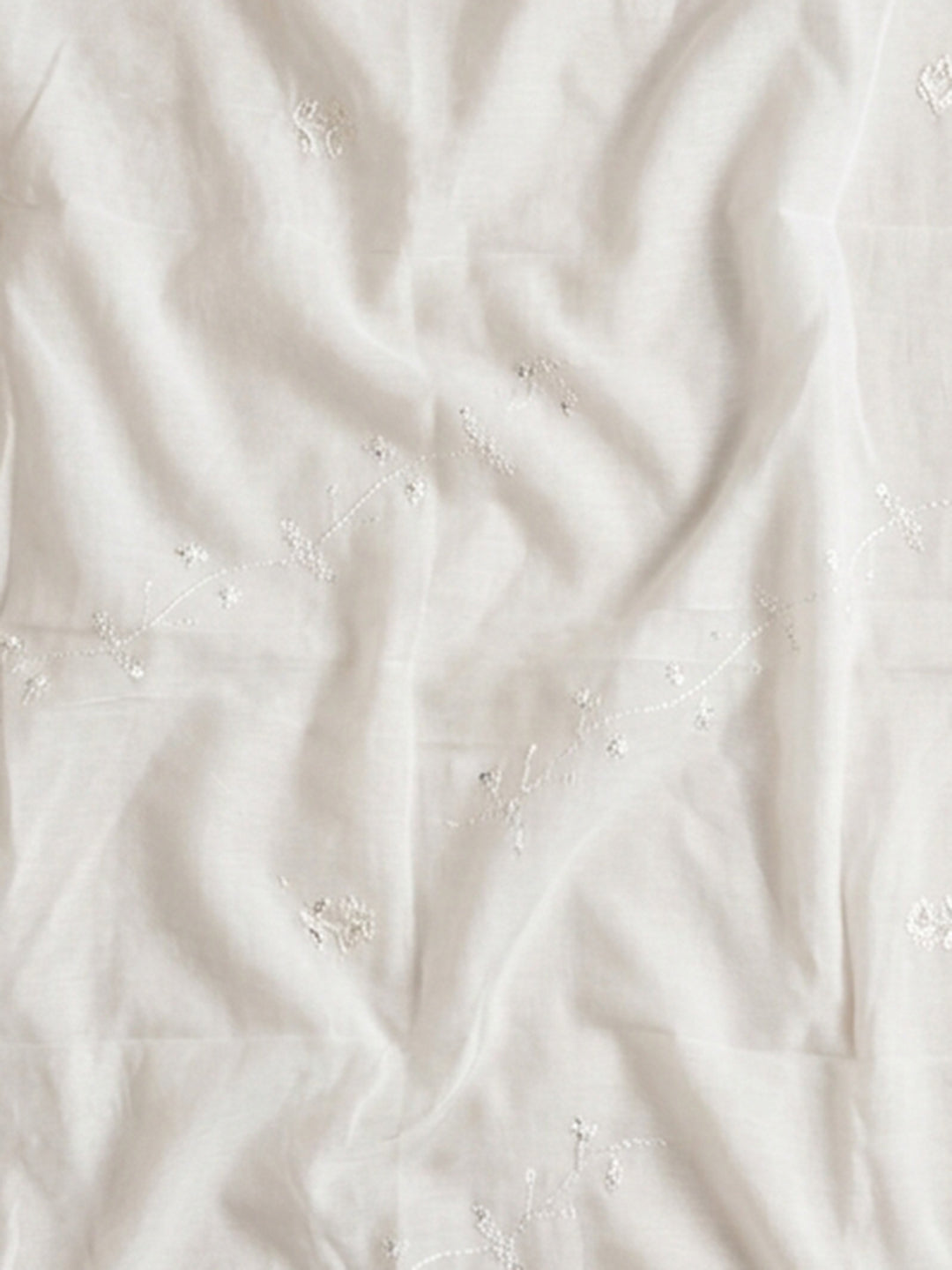 Peach Embroidered Cotton Blend Unstitched Suit &amp; Pant With Cotton Dupatta