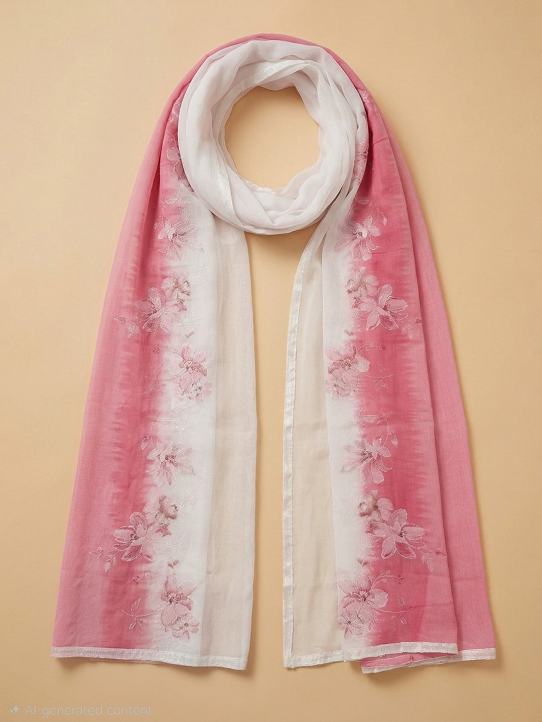 Pink Printed Cotton Blend Unstitched Suit &amp; Pant With Cotton Dupatta