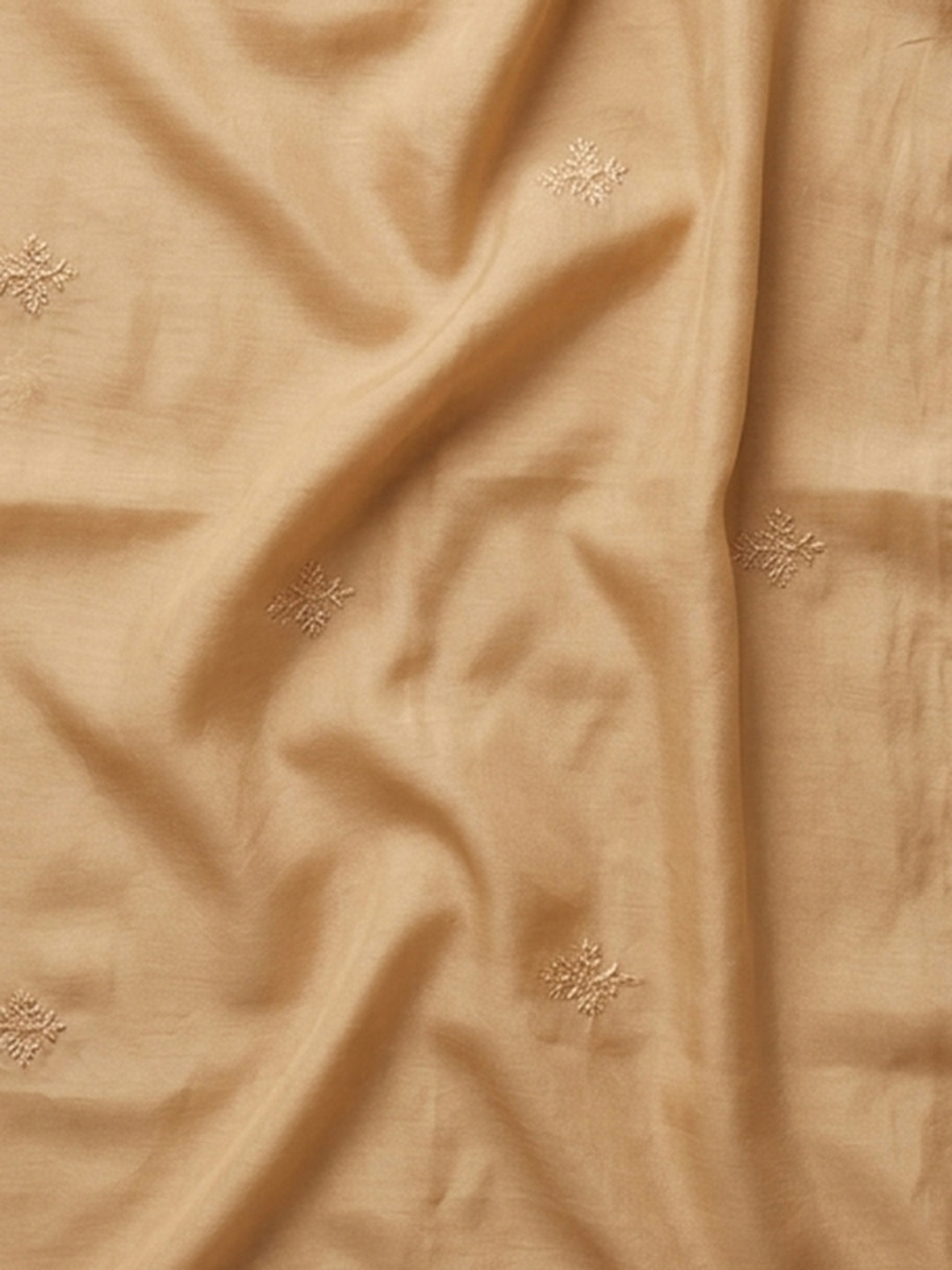 Mustard Embroidered Cotton Blend Unstitched Suit &amp; Pant With Cotton Dupatta