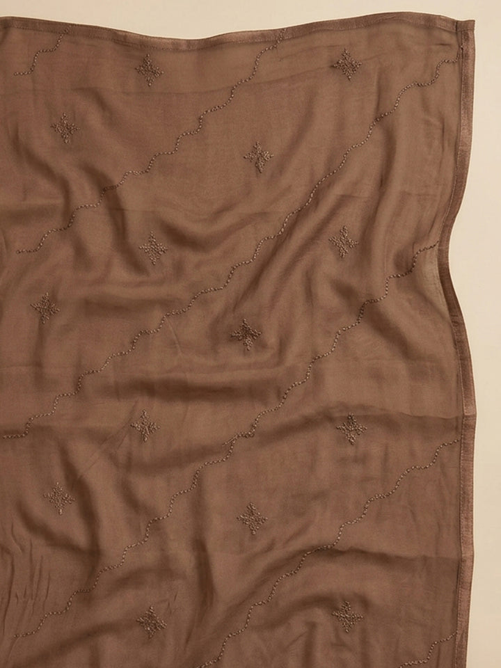Mouse Embroidered Cotton Blend Unstitched Suit &amp; Pant With Cotton Dupatta