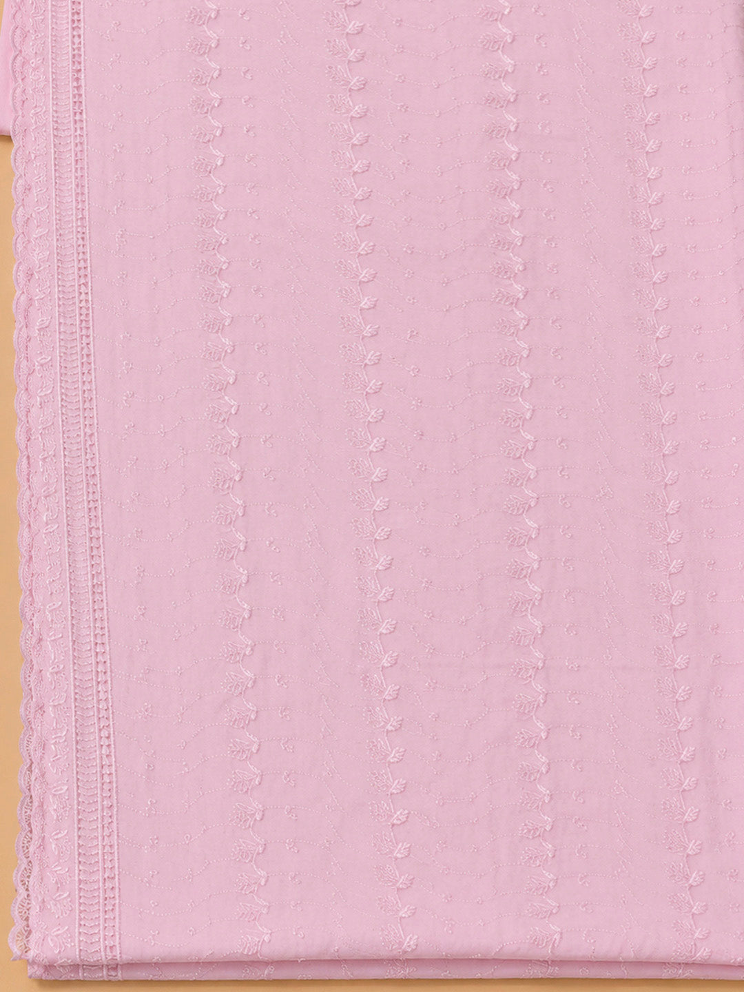 Pink Cotton Blend Embroidered Unstitched Dress Material