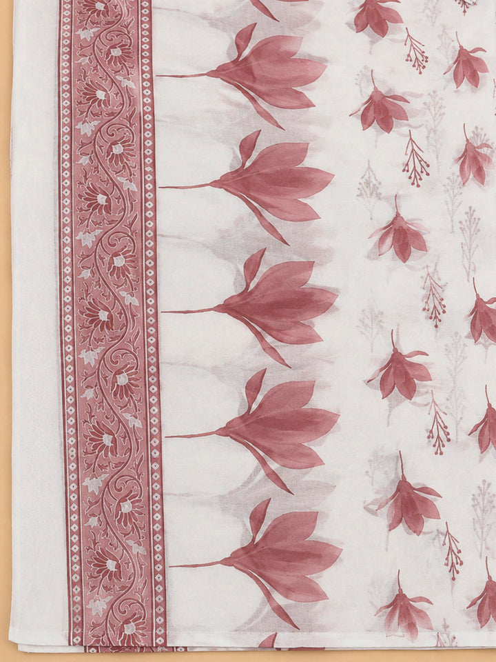 Onion Pink Cotton Blend Embroidered Unstitched Dress Material