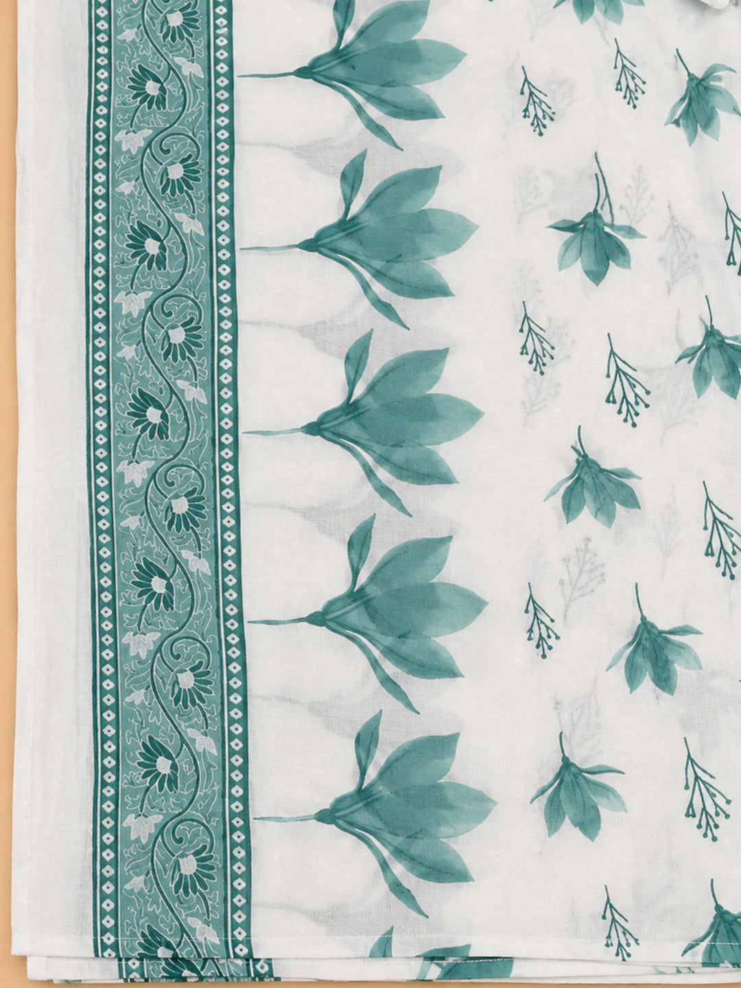 Sea Green Cotton Blend Embroidered Unstitched Dress Material