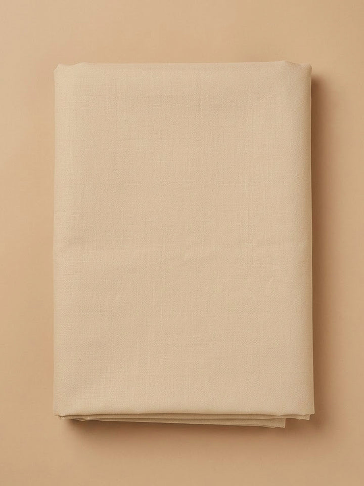 Beige Cotton Blend Embroidered Unstitched Dress Material