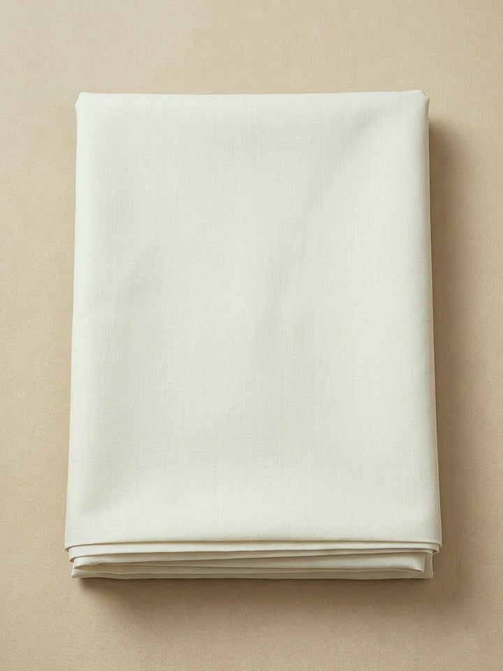Off White Cotton Blend Embroidered Unstitched Dress Material