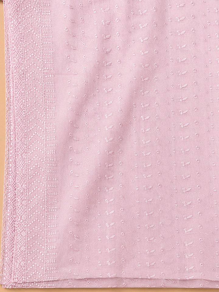 Peach Cotton Blend Embroidered Unstitched Dress Material