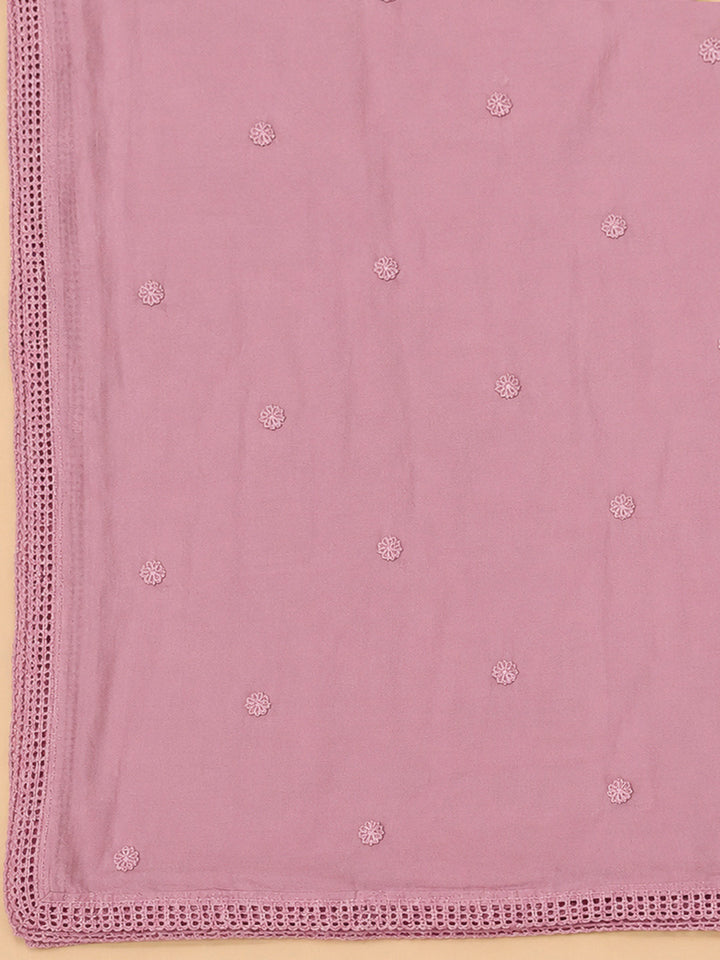 Pink Cotton Blend Embroidered Unstitched Dress Material