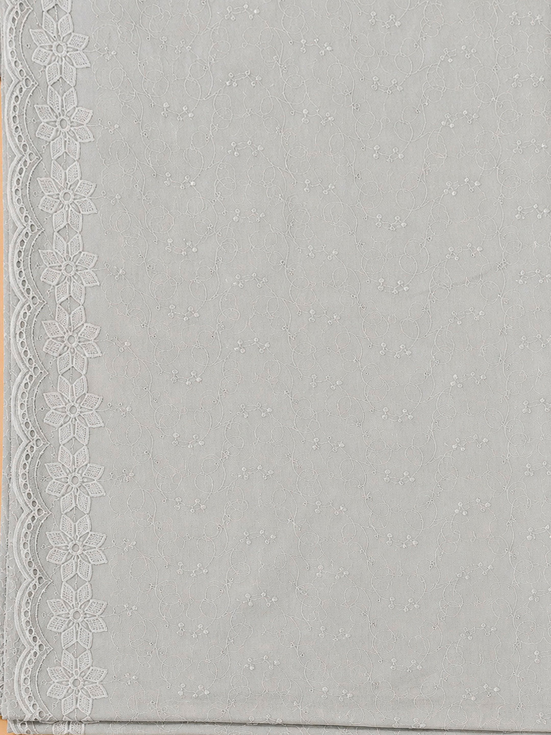Grey Georgette Embroidered Unstitched Dress Material