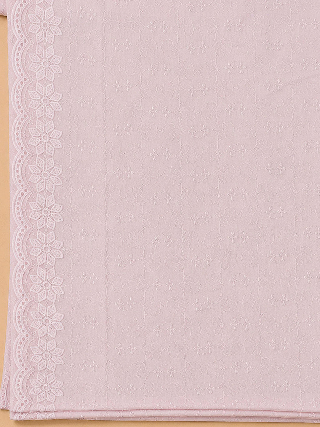 Peach Georgette Embroidered Unstitched Dress Material