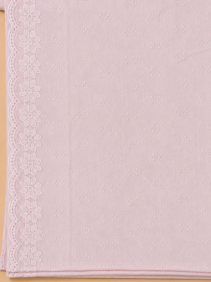 Peach Georgette Embroidered Unstitched Dress Material
