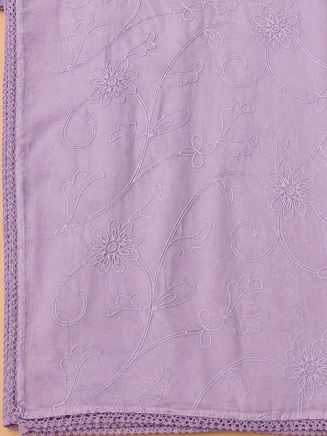 Pink Lavender Cotton Blend Embroidered Unstitched Dress Material