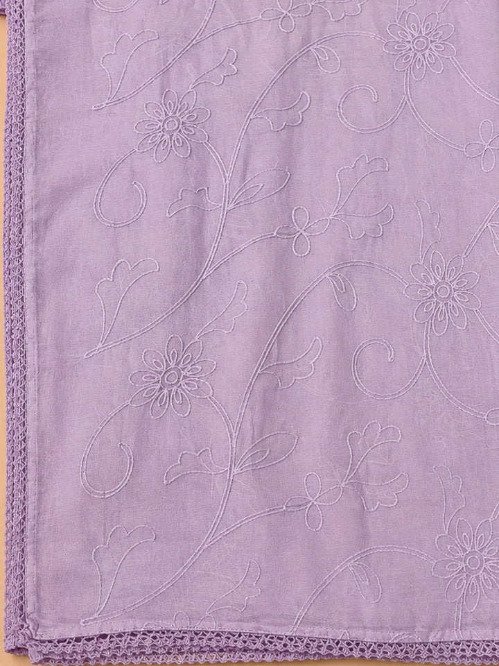 Pink Lavender Cotton Blend Embroidered Unstitched Dress Material