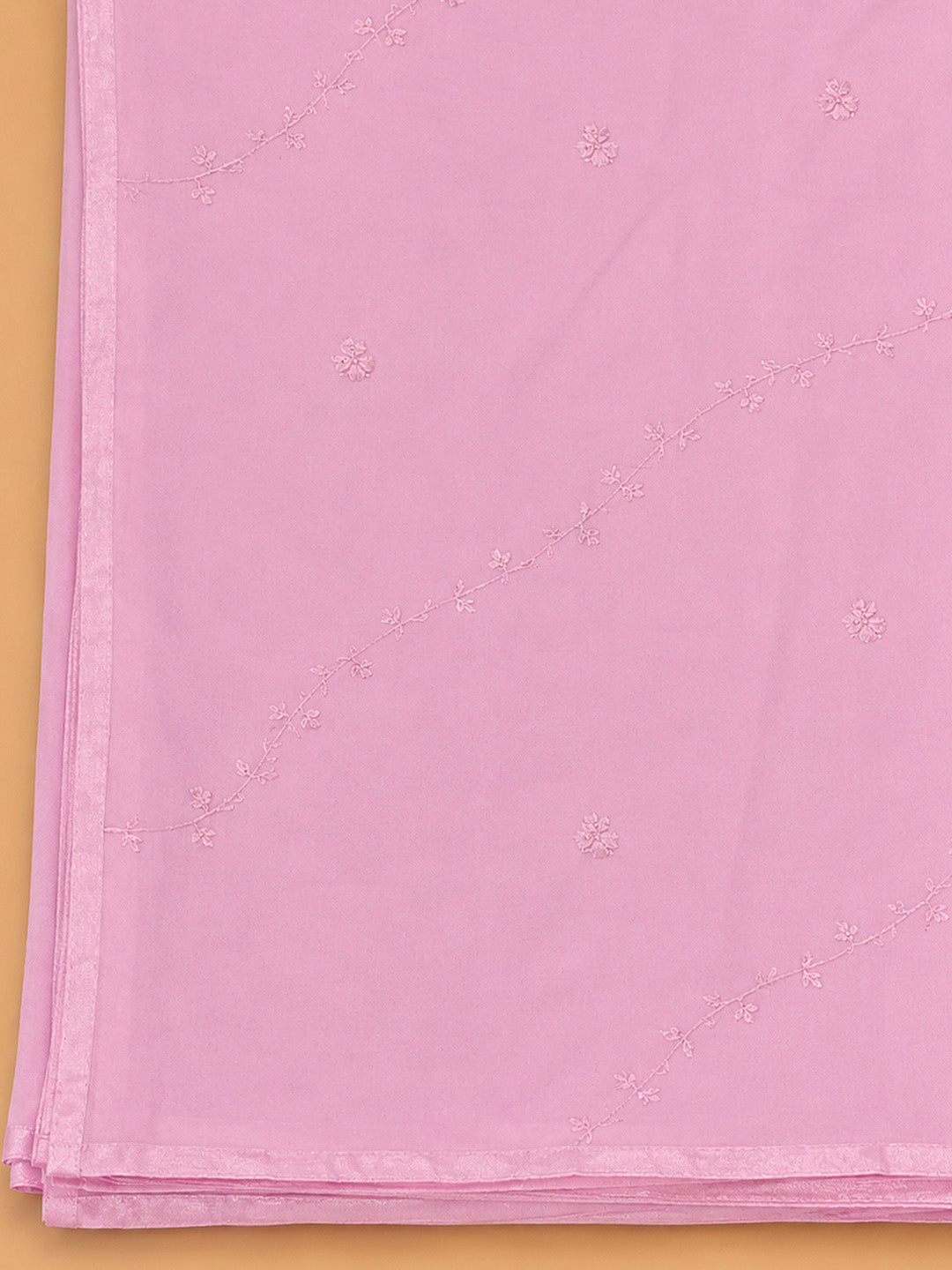 Pink Cotton Blend Printed Unstitched Dress Material