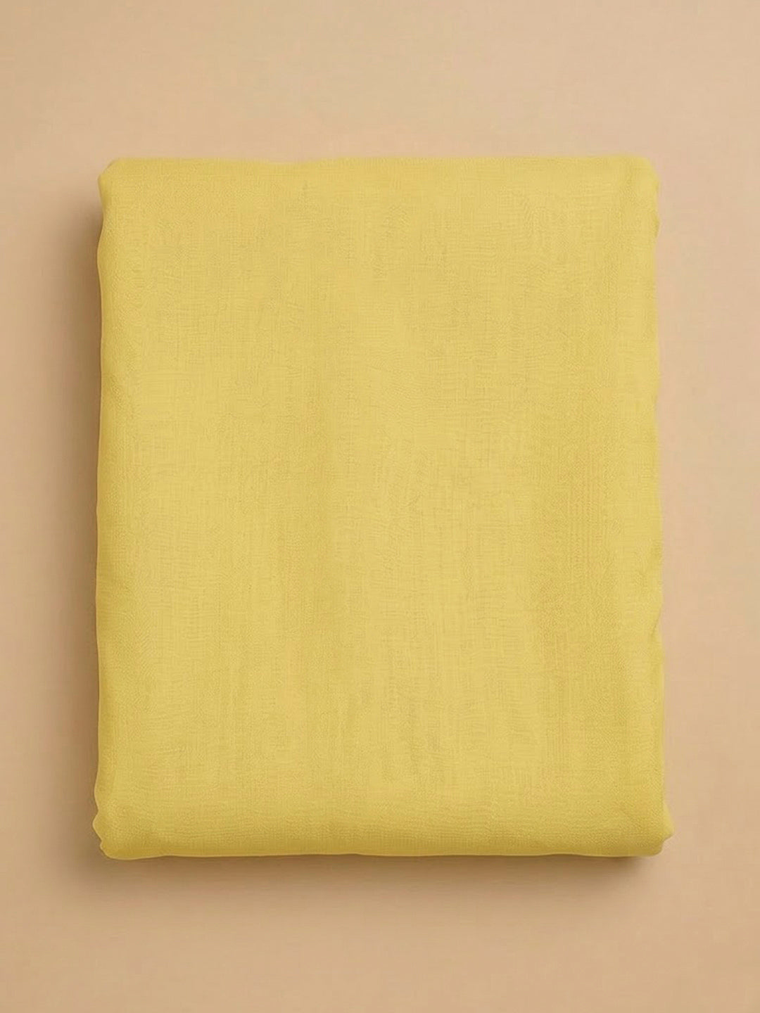 Yellow Cotton Blend Printed Unstitched Dress Material